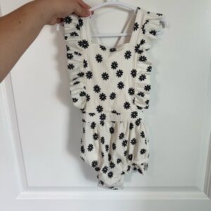 Cat & Jack Cream One-Piece Bodysuit with Black Daisy Print